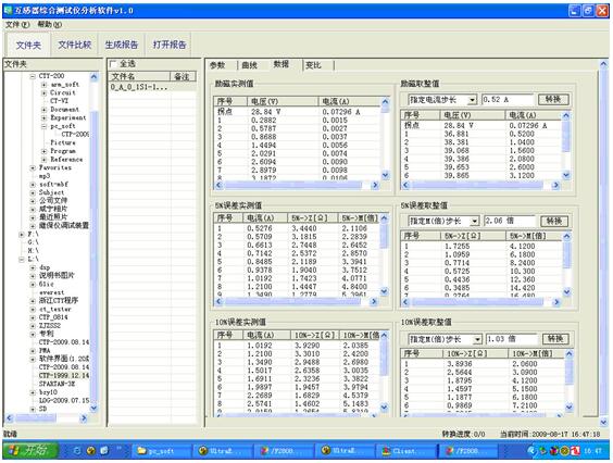 PC机操作软件数据界面